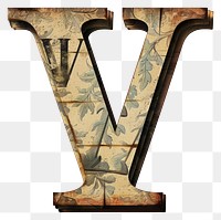 PNG Vintage Alphabet V art text old.