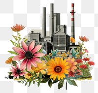 PNG Paper collage of factory flower art plant