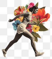 PNG Sport women with colorful vintage flower footwear dancing sports.