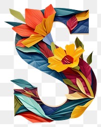 PNG  Alphabet S art flower shape.