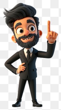 PNG Businessman standing cartoon representation.