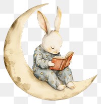 PNG  Rabbit watercolor mammal rabbit moon.