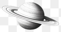 PNG Illustration of saturn drawing white background monochrome.