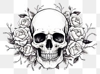 PNG Illustration of skull with roses drawing sketch illustrated