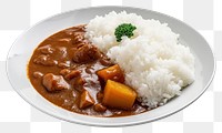 PNG Japanese curry rice plate food meal.