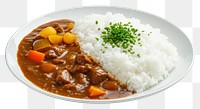 PNG Japanese curry rice plate food meat.