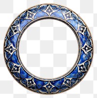 PNG Blue ceramic circle Renaissance frame vintage jewelry white background accessories.