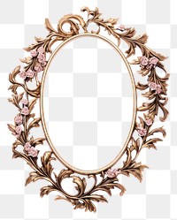 PNG Pink gold botanical oval design frame vintage jewelry locket photo.