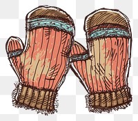 PNG  Hand-drawn sketch winter gloves creativity clothing cartoon.