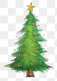 PNG  Hand-drawn sketch christmas tree plant architecture illuminated.