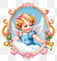 PNG  Angel printable sticker cute baby doll.