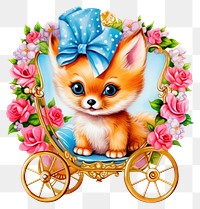 PNG  Baby fox printable sticker carriage vehicle mammal.