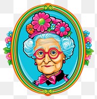 PNG  Grandmother printable sticker portrait glasses pattern.