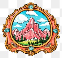 PNG  Mountain printable sticker tranquility illustrated creativity.