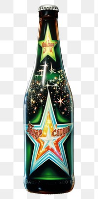 PNG Beer bottle drink star black background.