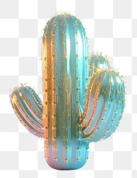 PNG 3d illustration in surreal abstract style of cactus plant illuminated decoration.