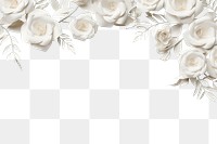 PNG White rose floral border flower backgrounds pattern.