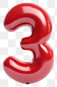 PNG Number 3 shape balloon red white background.