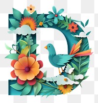 PNG Letter D font bird art.
