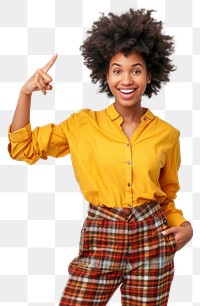PNG Gesturing hairstyle happiness standing.