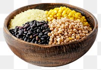 PNG  Grains in a bowl food white background ingredient.