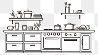 PNG Kitchen scene appliance sketch oven.