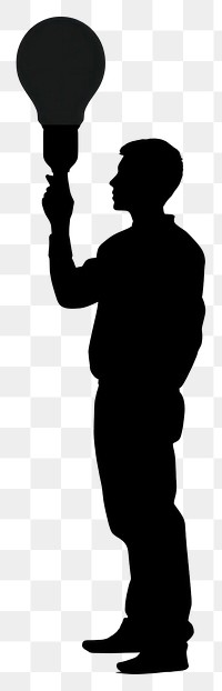 PNG  Person holding light bulb silhouette white adult.