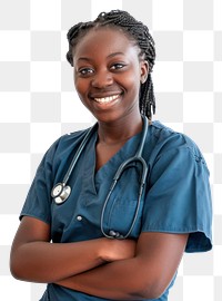 PNG Female nurse portrait smile white background.