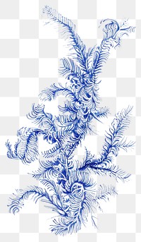 PNG Vintage drawing chenille plant pattern sketch blue.