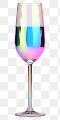 PNG 3d render champagne glass holographic bottle drink wine.