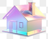 PNG 3d render home icon holographic architecture building house.