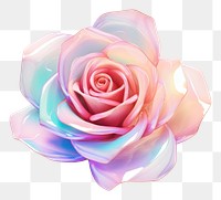 PNG 3d render rose holographic flower petal plant