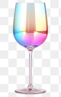 PNG 3d render wine glass holographic drink white background refreshment.