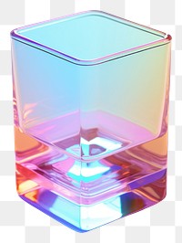 PNG 3d render glass holographic vase white background refreshment.