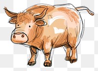 PNG Hand-drawn sketch bull livestock mammal animal.