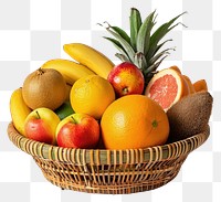 PNG Tropical fruits basket pineapple banana plant.