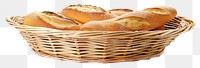 PNG Baguette basket bread food white background.