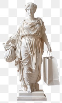 PNG Greek sculpture holding shopping bag statue white adult.