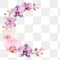 PNG  Orchid frame watercolor jewelry flower wreath.