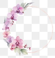 PNG  Orchid frame watercolor flower wreath plant.
