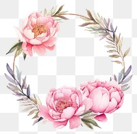 PNG  Peony frame watercolor flower wreath plant.