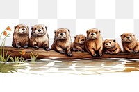 PNG Otter line horizontal border wildlife animal mammal.