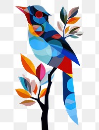 PNG Cut paper collage with bird pattern shape blue.