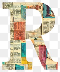 Magazine paper letter R collage number text