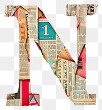 Magazine paper letter N collage alphabet number.
