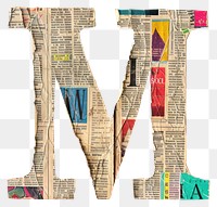 Magazine paper letter M collage text art.