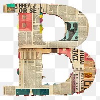 Magazine paper letter B collage text art.