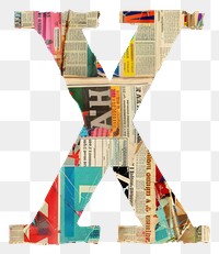Magazine paper letter X alphabet collage text.