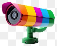 PNG Photo of a colorful CCTV camera white background surveillance.