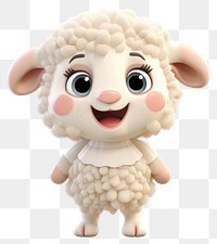 PNG 3d render llustrations of funny face sheep figurine toy representation.